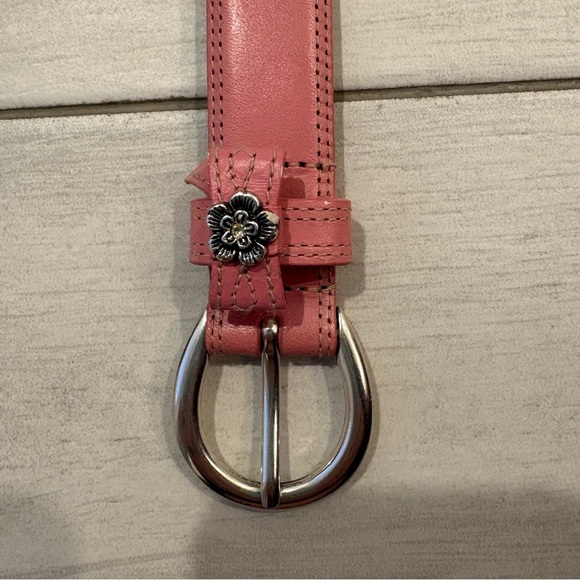 Fossil Genuine Leather Rose Pink Belt Flower Bow Buckle Embellished L Western - Picture 3 of 8